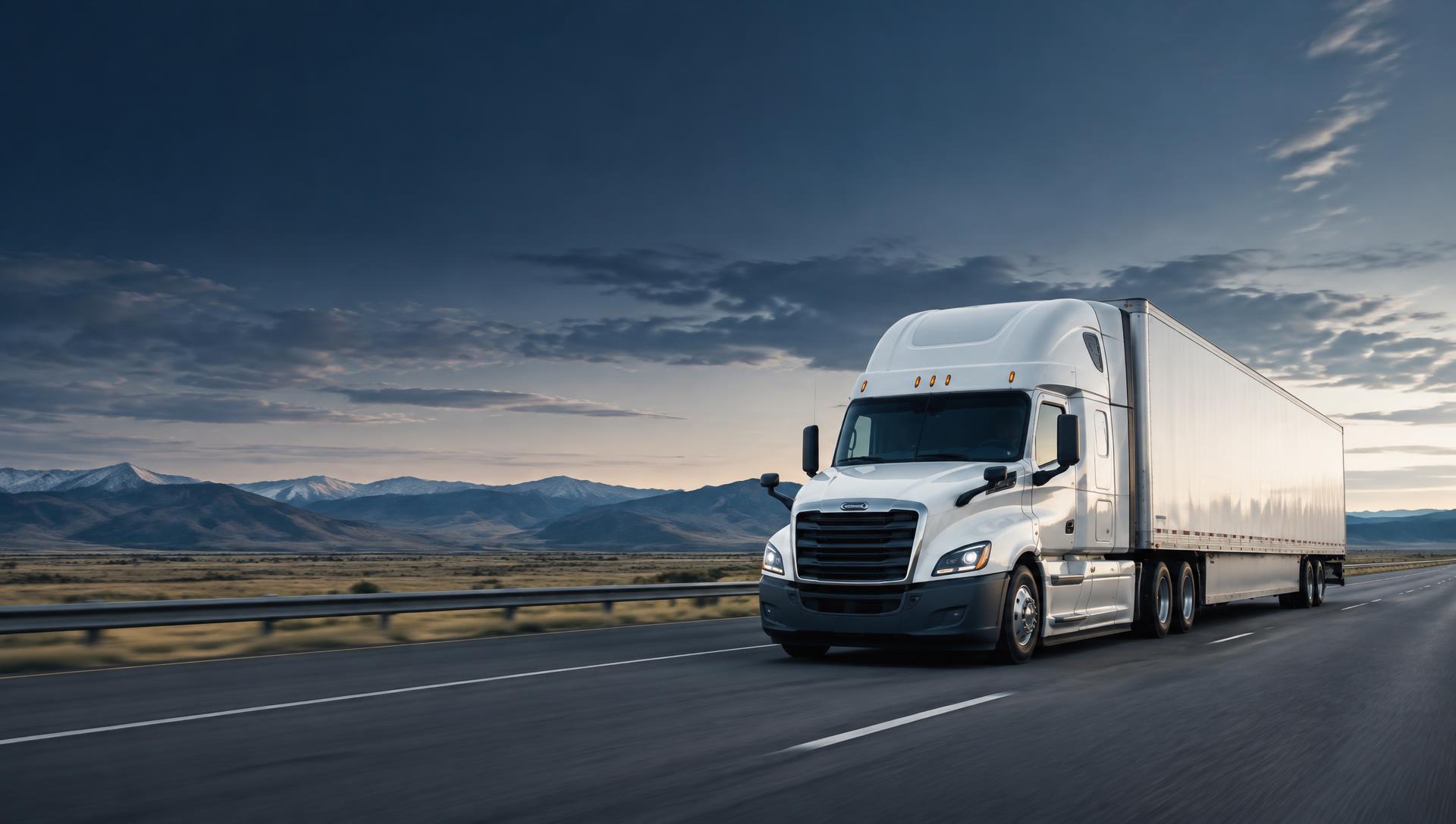 Modern semi truck traveling on a US interstate